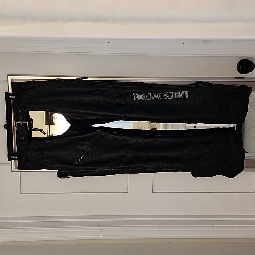 Harley-Davidson black leather motorcycle riding chaps